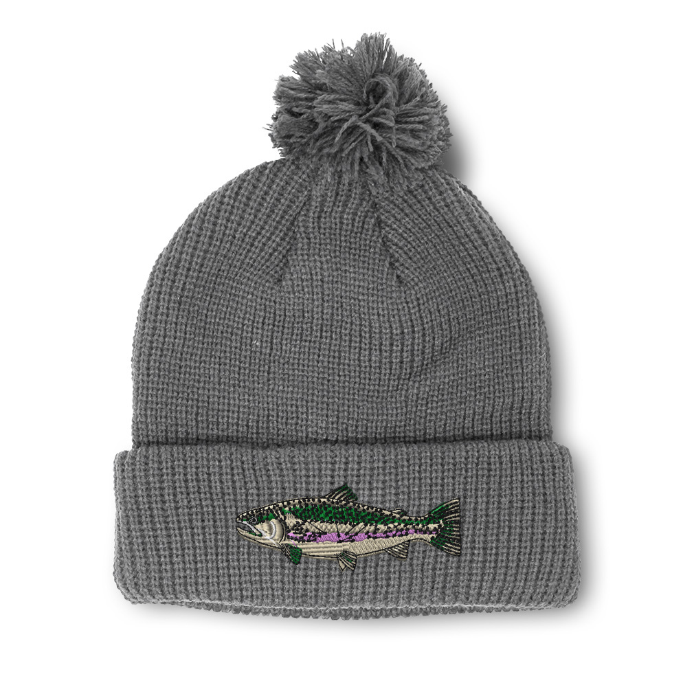 Pom Pom Beanies for Women Fish Rainbow 